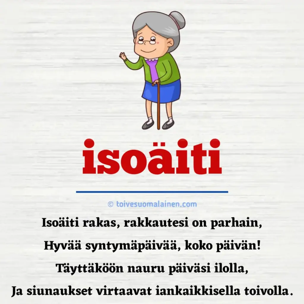 Syntymäpäivä onnittelut Isoäidille