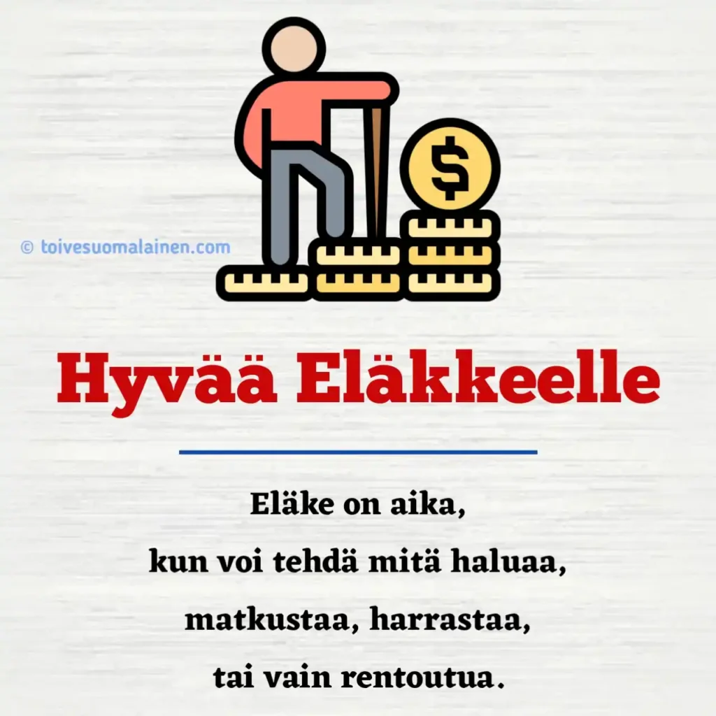 toivotus ja runo eläkkeelle jäävälle