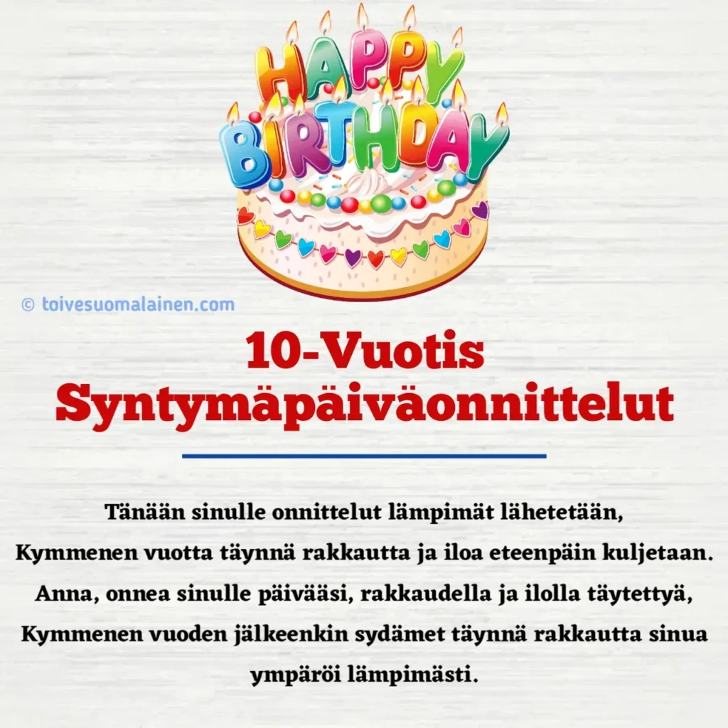 10-Vuotis Syntymäpäivä Runo