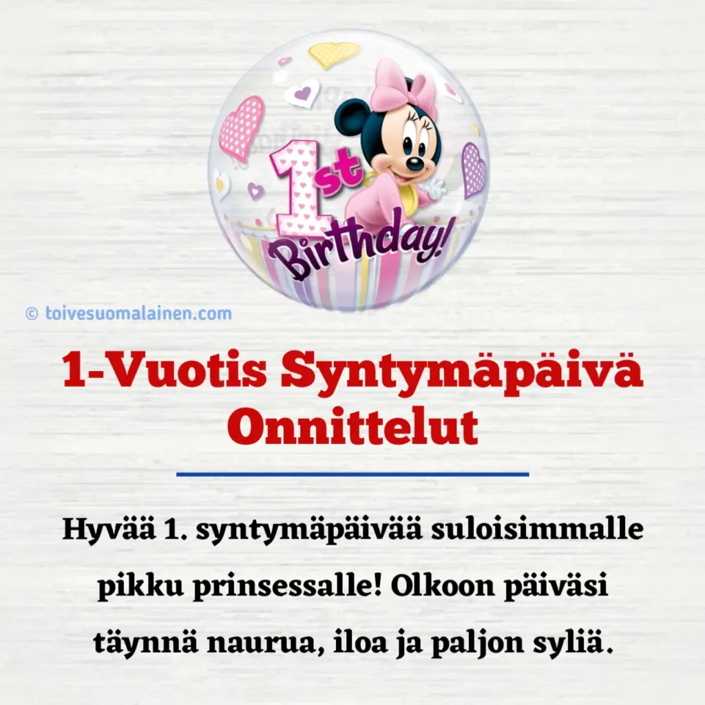 1-Vuotis Syntymäpäivä Onnittelut Tytölle ja Pojalle