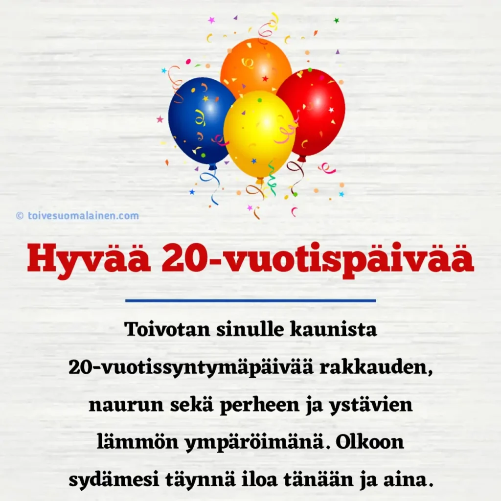 20 Vuotis Syntym p iv Onnittelut Ja Runo